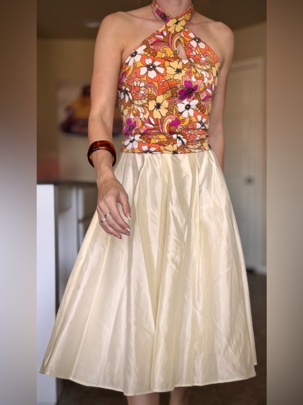 Jessica McClintock Vintage Ivory Satin Skirt Puffy 0 XS Gunne Sax
